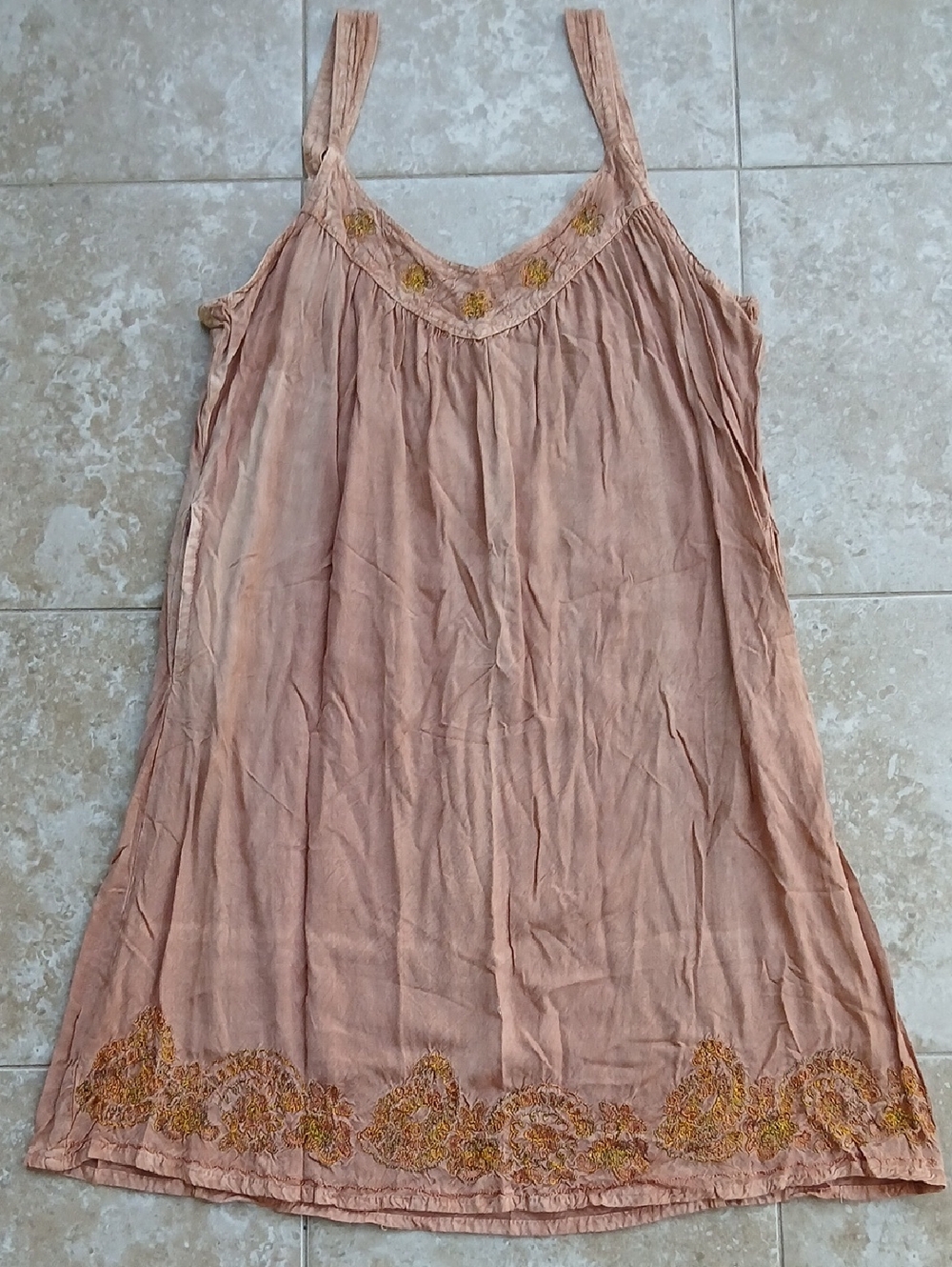 raya sun Brown Sun Faded Embroidered Hippie Dress